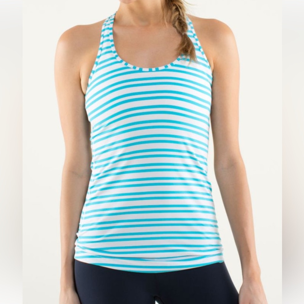 lululemon athletica Cool Racerback Tank Twin Stripe Spry Blue